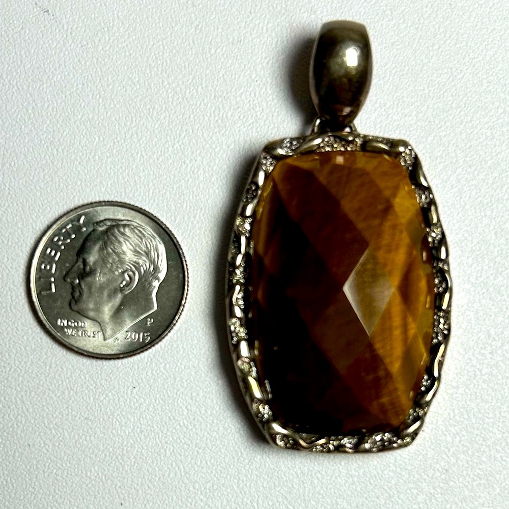 Large Signed 925 Sterling Silver Rectangular Chec… - image 4